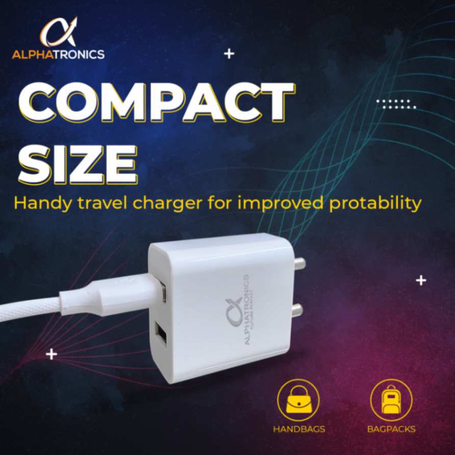 Dual Port Fast Charger | 12W Max Output | Universal Compatibility | Includes 1 m Micro USB Cable