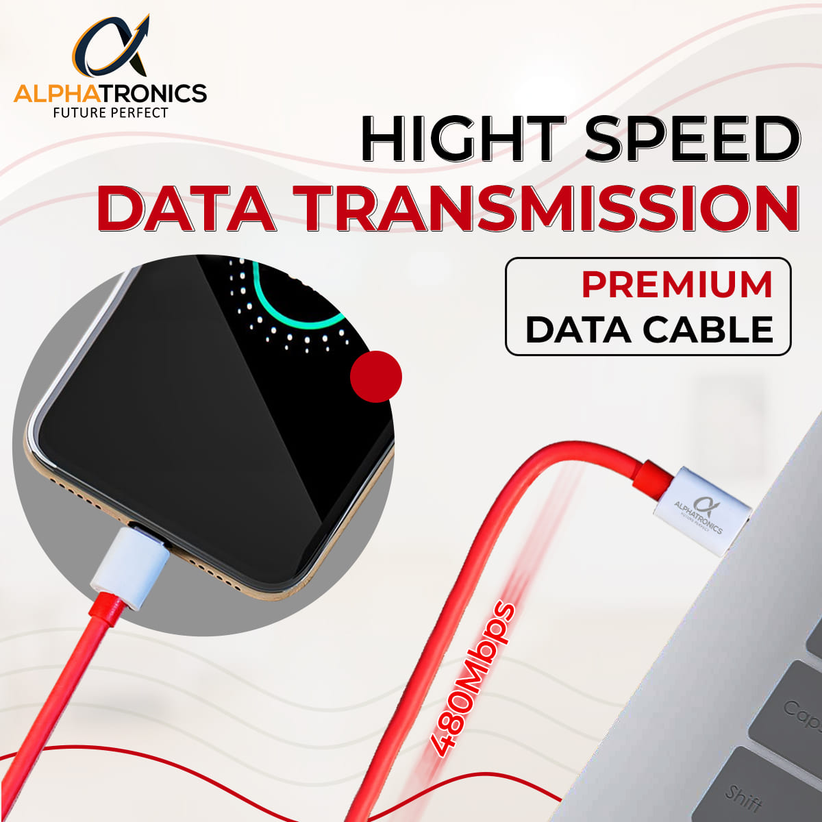 Alphatronics Power Fast Charging 1M Type C to Type C Cable for Smartphones, Tablets, Laptops & Other Type C Devices