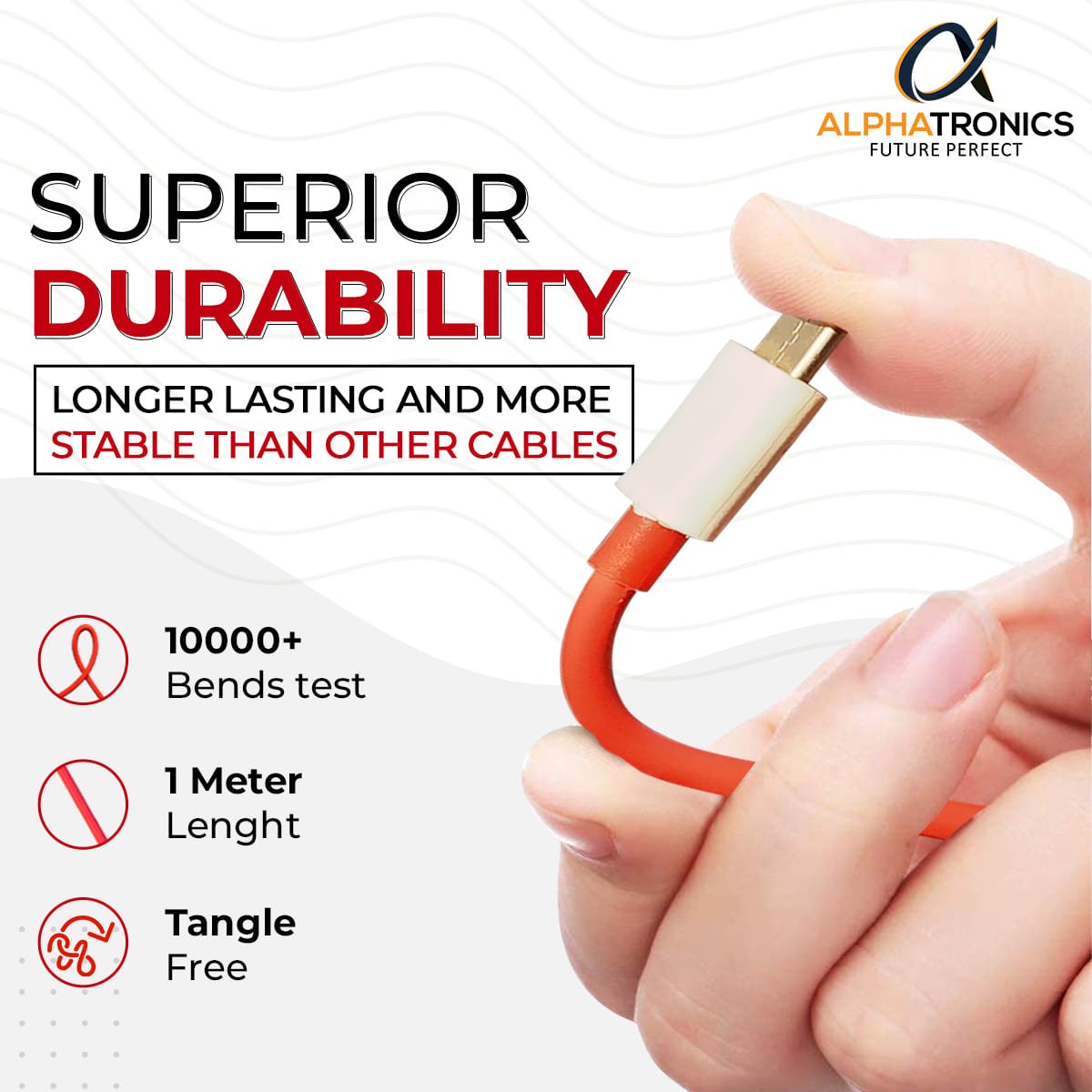 Alphatronics Power Fast Charging 1M Type C to Type C Cable for Smartphones, Tablets, Laptops & Other Type C Devices
