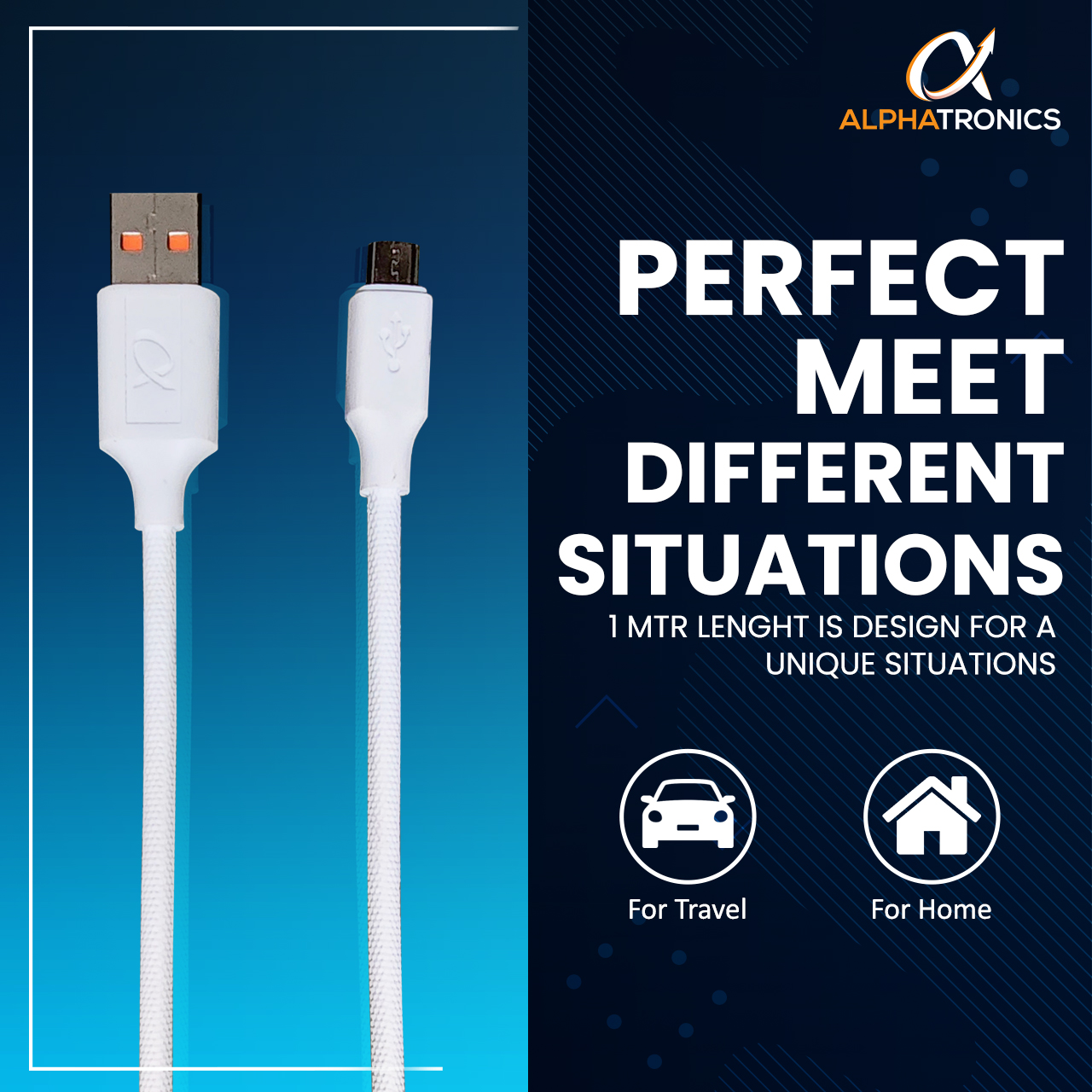 Micro USB Cable 3A Fast Charging 1M Braided Cable for Smartphones, Tablets, Laptops & other Micro USB devices, 480Mbps Data Sync