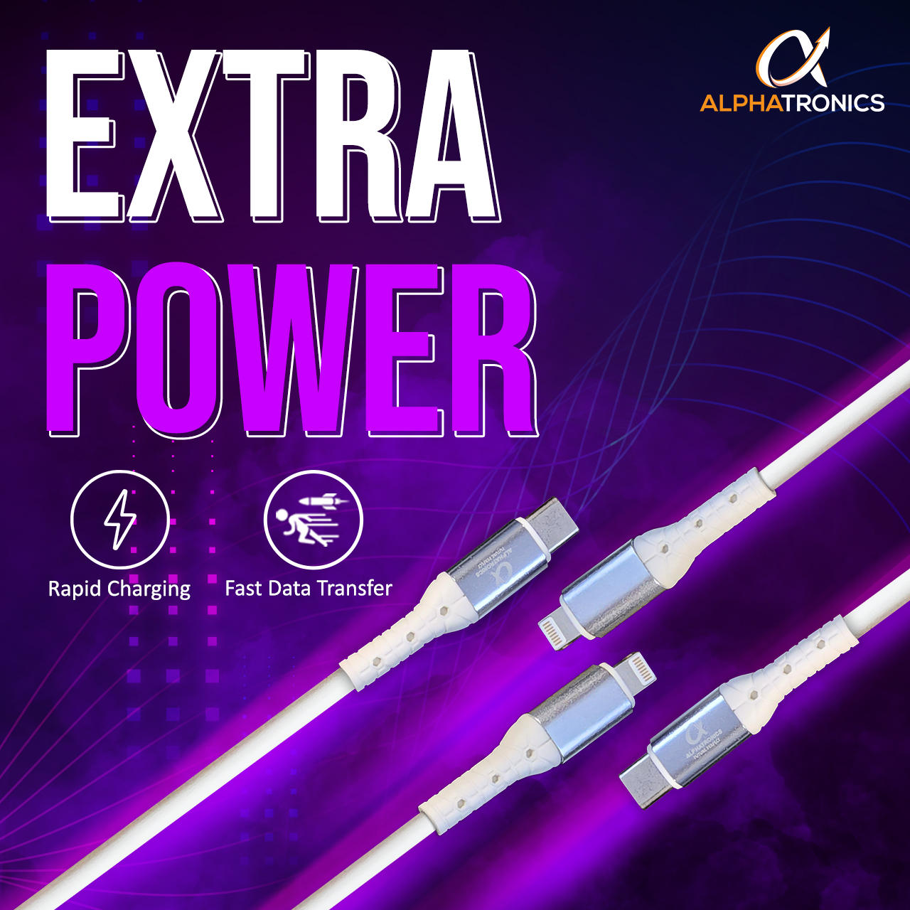 Alphatronics Power Type-C to Lightning USB Cable, Fast Charging, 480Mbps Data Sync Cable Compatible with iPhone, iPad, AirPods