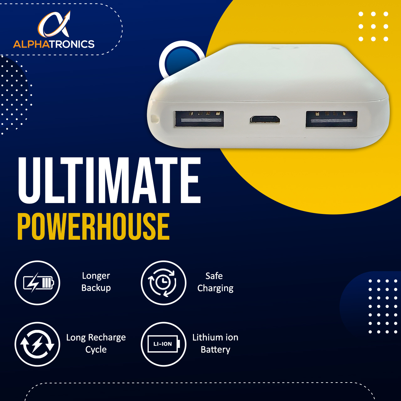 10000 mAh Ultra Compact , Super Fast Charging Pocket Power Bank with Quick Charge & Power Delivery